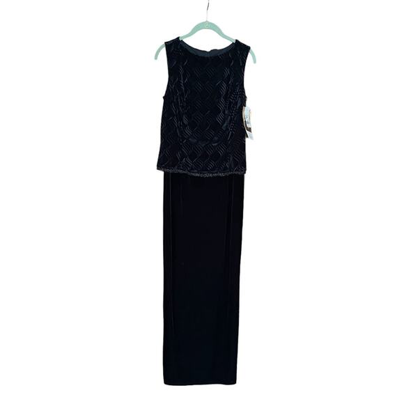 Jessica McClintock Size 10 Sleeveless Long Black Velvet Maxi Dress & Wrap NWT - Picture 3 of 10